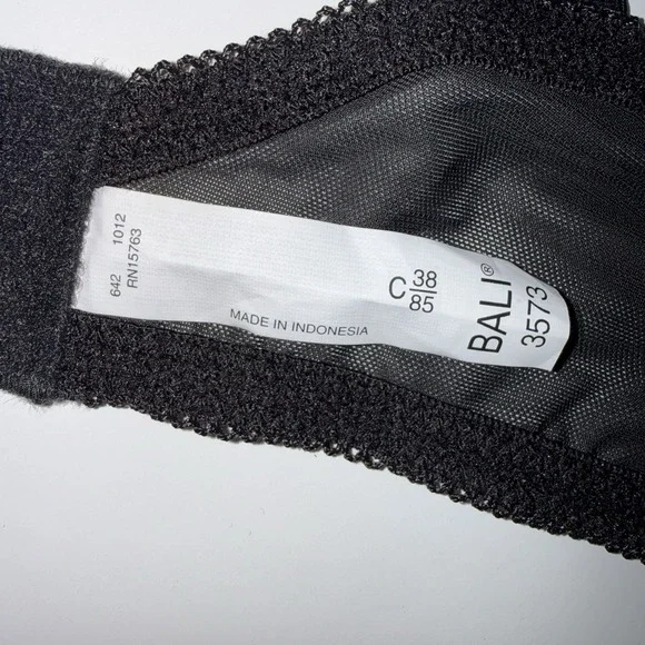 NWT Bali Lace Desire Minimizer Bra 38C Black Sheer Discontinued Style 3573 - Picture 7 of 7